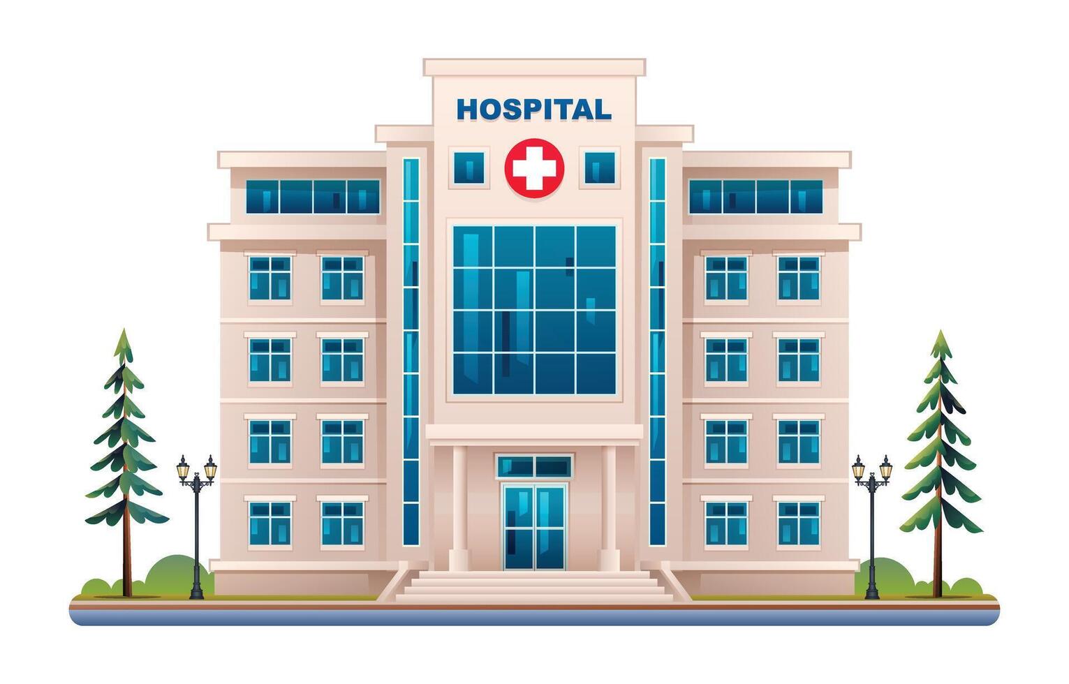 Home hospital building illustration medical clinic isolated on white background vector